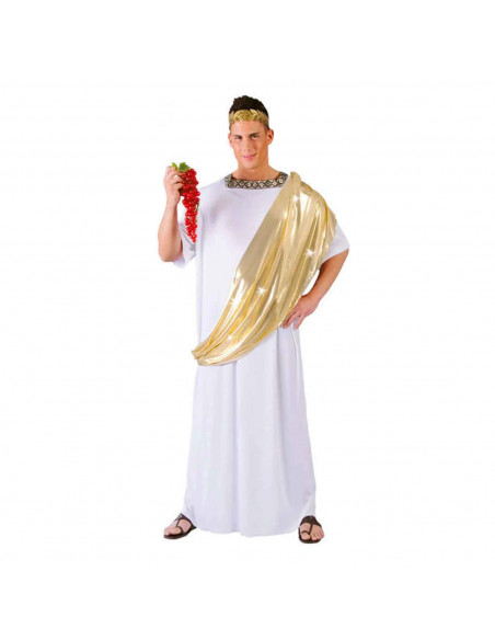Disfraz de César con toga de color blanco y dorado para jóvenes y adultos para carnaval, halloween, celebraciones, Talla única Disfraz de César con toga de color blanco y dorado para jóvenes y adultos para carnaval, halloween, celebraciones, Talla única