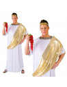 Disfraz de César con toga de color blanco y dorado para jóvenes y adultos para carnaval, halloween, celebraciones, Talla única