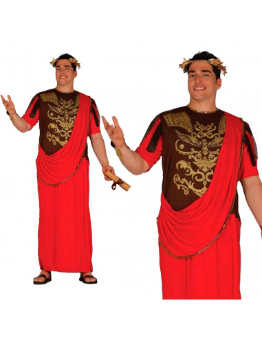 Disfraz de senador romano de color marrón oscuro y rojo para jóvenes y adultos para carnaval, halloween, celebraciones, Talla ún