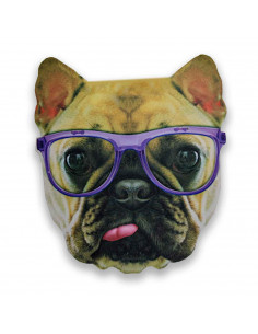 Careta de bulldog con gafas, foam, para niños para combinar con disfraces para carnaval, halloween y celebraciones. Tamaño: 38 x