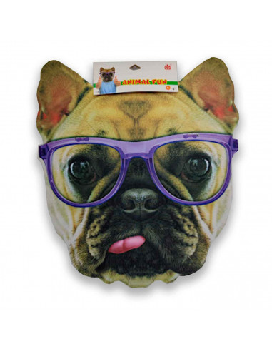 Careta de bulldog con gafas, foam, para niños para combinar con disfraces para carnaval, halloween y celebraciones. Tamaño: 38 x