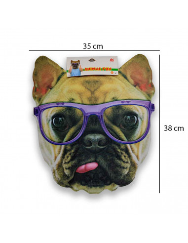 Careta de bulldog con gafas, foam, para niños para combinar con disfraces para carnaval, halloween y celebraciones. Tamaño: 38 x
