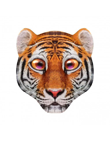 Careta de bebé tigre para niños para combinar con disfraces para carnaval, halloween y celebraciones. Tamaño: 37 x 33 x 3 cm