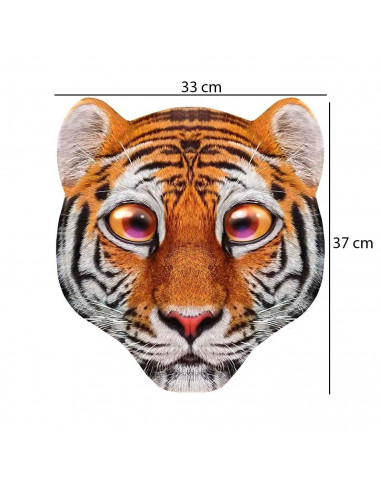 Careta de bebé tigre para niños para combinar con disfraces para carnaval, halloween y celebraciones. Tamaño: 37 x 33 x 3 cm