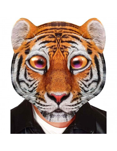 Careta de bebé tigre para niños para combinar con disfraces para carnaval, halloween y celebraciones. Tamaño: 37 x 33 x 3 cm