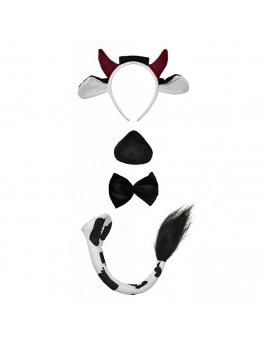 Set de 4 piezas de disfraz de vaca de color blanco y negro, para niños combinar con disfraces para carnaval, halloween y celebra