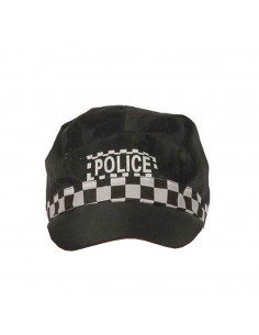 Gorra de policía de color negro con detalles blancos para jóvenes y adultos para carnaval, Halloween, fiestas de cumpleaños u ot