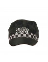 Gorra de policía de color negro con detalles blancos para jóvenes y adultos para carnaval, Halloween, fiestas de cumpleaños u ot