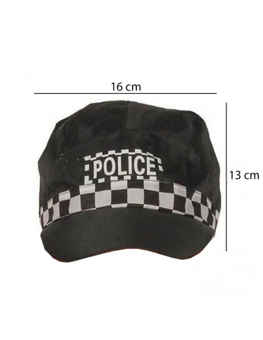 Gorra de policía de color negro con detalles blancos para jóvenes y adultos para carnaval, Halloween, fiestas de cumpleaños u ot