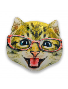 Careta de gato con gafas, foam, para niños para combinar con disfraces para carnaval, halloween y celebraciones. Tamaño: 34 x 34