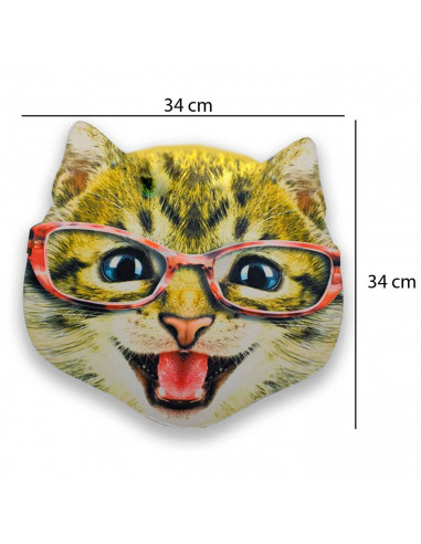 Careta de gato con gafas, foam, para niños para combinar con disfraces para carnaval, halloween y celebraciones. Tamaño: 34 x 34