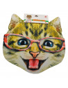 Careta de gato con gafas, foam, para niños para combinar con disfraces para carnaval, halloween y celebraciones. Tamaño: 34 x 34
