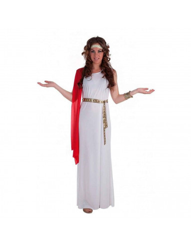 Disfraz de griega de color blanco con mantón rojo para jóvenes y adultos para carnaval, halloween, celebraciones, talla 38/42