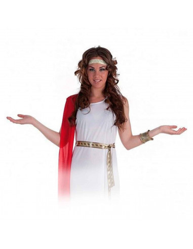 Disfraz de griega de color blanco con mantón rojo para jóvenes y adultos para carnaval, halloween, celebraciones, talla 38/42