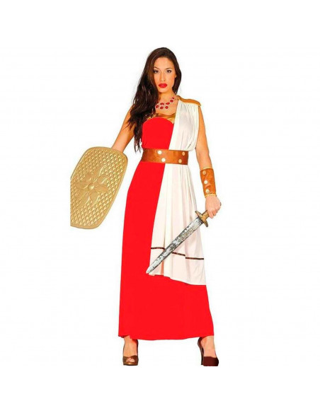 Disfraz de espartana de color rojo y blanco para jóvenes y adultos para carnaval, halloween, celebraciones, talla Única Disfraz de espartana de color rojo y blanco para jóvenes y adultos para carnaval, halloween, celebraciones, talla Única