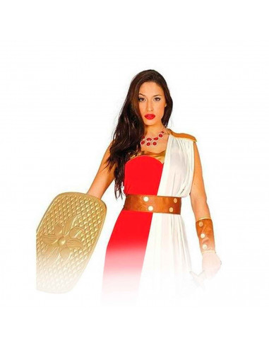 Disfraz de espartana de color rojo y blanco para jóvenes y adultos para carnaval, halloween, celebraciones, talla Única