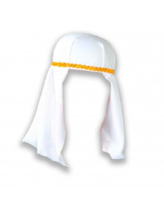Gorro árabe de color blanco con relieve dorado para jóvenes y adultos para carnaval, Halloween, fiestas de cumpleaños u otras ce