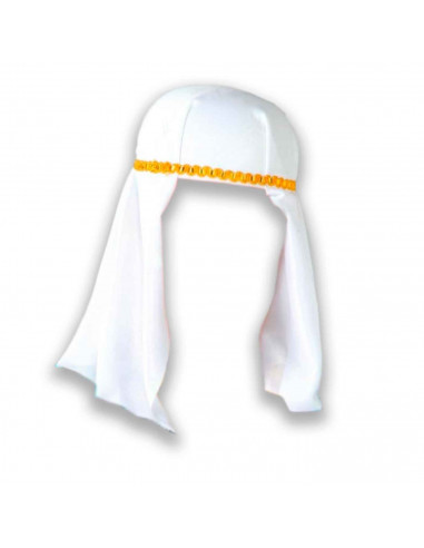 Gorro árabe de color blanco con relieve dorado para jóvenes y adultos para carnaval, Halloween, fiestas de cumpleaños u otras ce