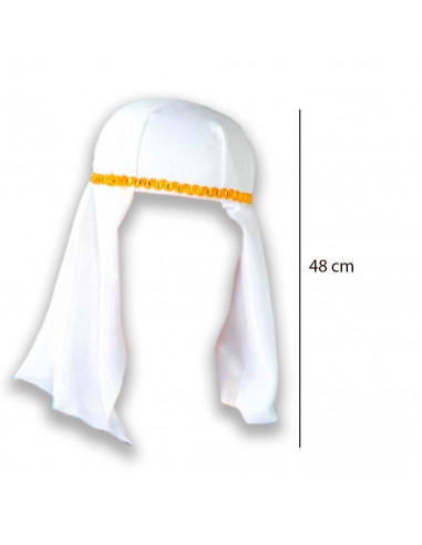 Gorro árabe de color blanco con relieve dorado para jóvenes y adultos para carnaval, Halloween, fiestas de cumpleaños u otras ce