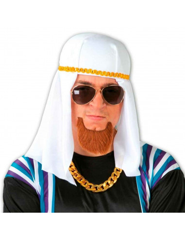 Gorro árabe de color blanco con relieve dorado para jóvenes y adultos para carnaval, Halloween, fiestas de cumpleaños u otras ce