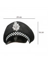Gorra de policía local de color negro con detalles blancos para jóvenes y adultos para carnaval, Halloween, fiestas de cumpleaño