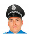 Gorra de policía local de color negro con detalles blancos para jóvenes y adultos para carnaval, Halloween, fiestas de cumpleaño