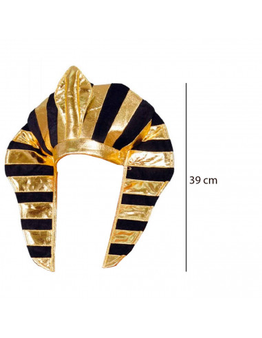 Sombrero de faraón para jóvenes y adultos - Carnaval, Halloween, fiestas de cumpleaños u otras celebraciones (Negro y dorado, 39