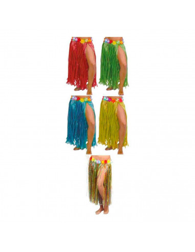 Falda hawaiana a tiras de color aleatorio para los infantes de la casa para disfrazarse en carnaval, Halloween y celebraciones.