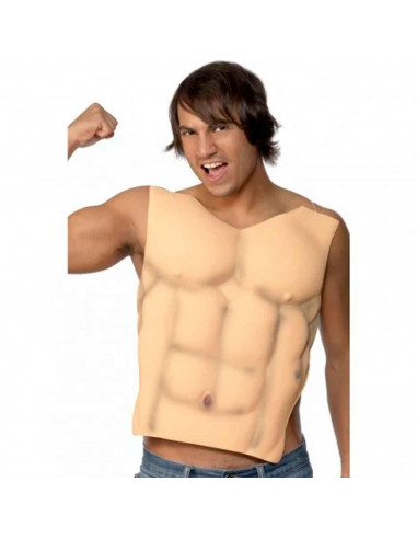 Torso musculoso de chico en color piel para jóvenes y adultos para carnaval, Halloween, fiestas de cumpleaños y celebraciones. T