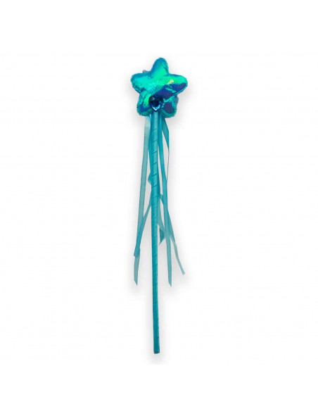 Varita de hada color azul con una estrella en la punta para los niños para disfrazarse en carnaval, Halloween, fiestas y celebra Varita de hada color azul con una estrella en la punta para los niños para disfrazarse en carnaval, Halloween, fiestas y celebra