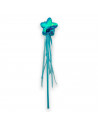Varita de hada color azul con una estrella en la punta para los niños para disfrazarse en carnaval, Halloween, fiestas y celebra