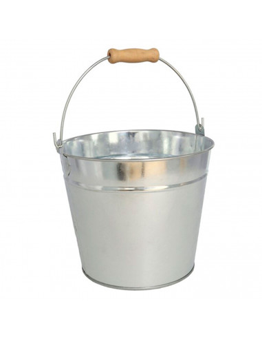 Cubo de metal zincado 3 L con asa 18 x 14 x 15,5 cm. Cubo galvanizado multiuso, maceta de jardín metálica, decoración