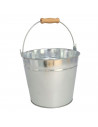 Cubo de metal zincado 3 L con asa 18 x 14 x 15,5 cm. Cubo galvanizado multiuso, maceta de jardín metálica, decoración