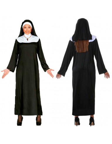 Disfraz de monja, bata en blanco y negro para jóvenes y adultos para carnaval, halloween, celebraciones. Talla L