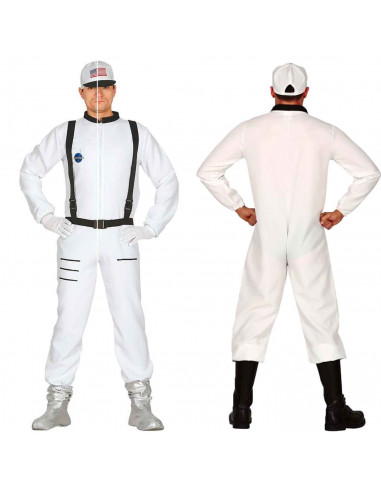 Disfraz de Astronauta, mono blanco con gorro para jóvenes y adultos para carnaval, halloween y celebraciones. Talla XL