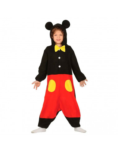 Disfraz de ratón, mono negro con diseño de ratón y pantalón rojo para niños para carnaval, halloween y celebraciones. Talla 5 -