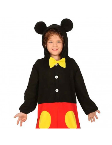 Disfraz de ratón, mono negro con diseño de ratón y pantalón rojo para niños para carnaval, halloween y celebraciones. Talla 5 -