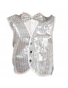Chaleco blanco con lentejuelas plateadas para niños para carnaval, halloween y celebraciones. Talla infantil. No incluye pajarit