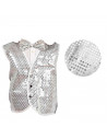 Chaleco blanco con lentejuelas plateadas para niños para carnaval, halloween y celebraciones. Talla infantil. No incluye pajarit