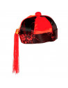 Tradineur - Gorro chino de color negro y rojo de tela con diseños orientales para jovenes y adultos para carnaval, halloween y o