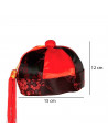 Tradineur - Gorro chino de color negro y rojo de tela con diseños orientales para jovenes y adultos para carnaval, halloween y o