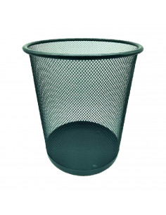 Tradineur - Papelera de rejilla - Fabricado en Metal - Ideal para Oficinas, Habitaciones y Aulas - Ø 26 x 25 cm - Color Negro