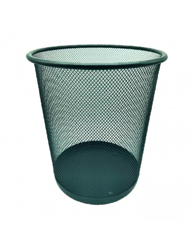 Tradineur - Papelera de rejilla - Fabricado en Metal - Ideal para Oficinas, Habitaciones y Aulas - Ø 26 x 25 cm - Color Negro