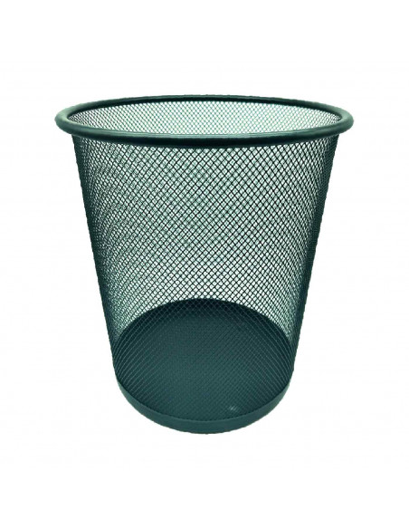 Tradineur - Papelera de rejilla - Fabricado en Metal - Ideal para Oficinas, Habitaciones y Aulas - Ø 26 x 25 cm - Color Negro