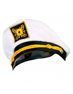 Gorro de capitán color blanco con detalles amarillos para jóvenes y adultos, complemento de carnaval, halloween y otras celebrac