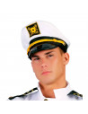 Gorro de capitán color blanco con detalles amarillos para jóvenes y adultos, complemento de carnaval, halloween y otras celebrac