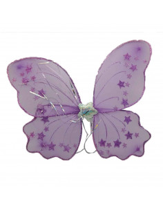 Alas de mariposa de color lila con brillantina para niños, complemetos de carnaval, halloween y otras celebraciones. Tamaño: 39