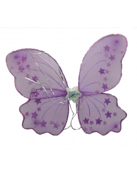 Alas de mariposa de color lila con brillantina para niños, complemetos de carnaval, halloween y otras celebraciones. Tamaño: 39 Alas de mariposa de color lila con brillantina para niños, complemetos de carnaval, halloween y otras celebraciones. Tamaño: 39