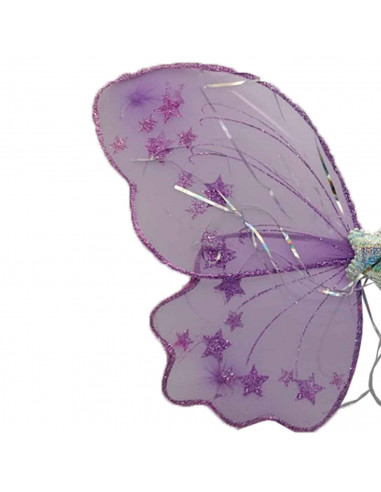 Alas de mariposa de color lila con brillantina para niños, complemetos de carnaval, halloween y otras celebraciones. Tamaño: 39