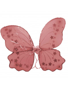 Alas de mariposa de color rojo con brillantina para niños, complemetos de carnaval, halloween y otras celebraciones. Tamaño: 39